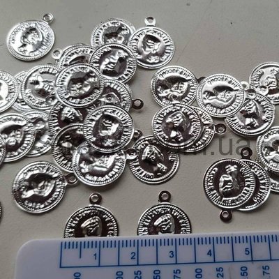 15мм пришивные монетки серебро (металл) 1шт 000-302 фото