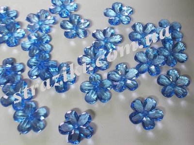 25мм цветы голубые 1шт. 0094-1 фото