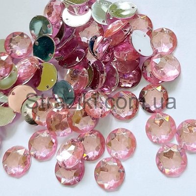 12мм круглые камни с гранями св.розовый 100шт 000-318 фото
