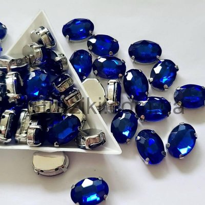 10*14мм овал Sapphire (синій) в оправі скло 1шт 0006-45 фото