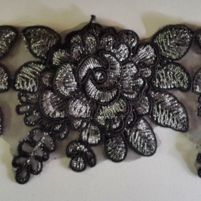 7*7см цветок черный с серебром 1шт 3001-92 фото