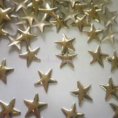 13мм металостразы звезда золото 100шт м-0122 фото
