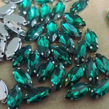 6*12мм лодочка emerald в оправе, стекло 1шт 0005-089 фото