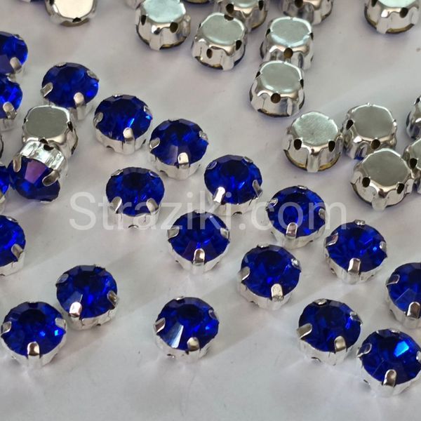 8мм Sapphire шатони в оправі скло ,1шт 0008-75 фото