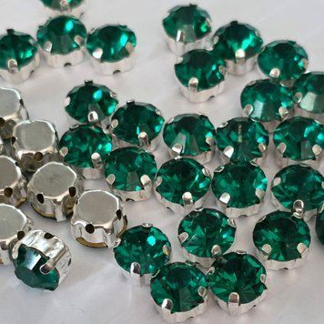 8мм Emerald круглые стразы в оправе, стекло ,1шт 0008-76 фото