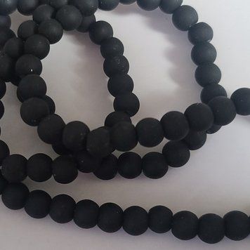 8мм перли скляні матові чорні 95шт 0300а фото