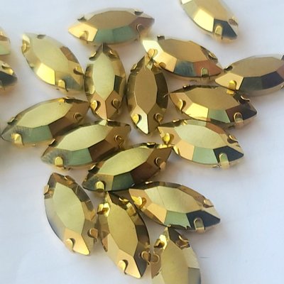 7*15мм Premium стекло Gold маркиз, оправа золото 1шт 0005-080 фото
