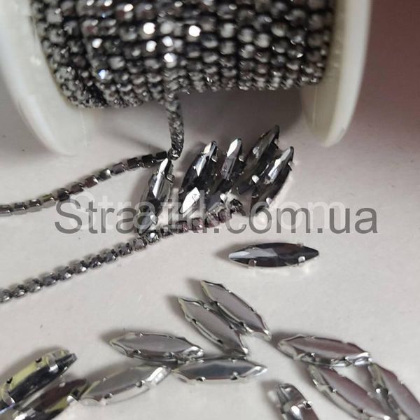 ss4 стразовий ланцюг сірий/jet_hematite 1м б-151а фото