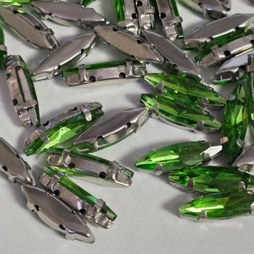 4*15мм маркиз peridot в оправе серебро, стекло 1шт 0005-101 фото