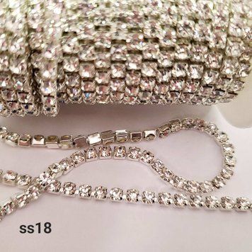 ss18 стразовий ланцюг срібло/ crystal 9,2м оптаб-183в фото