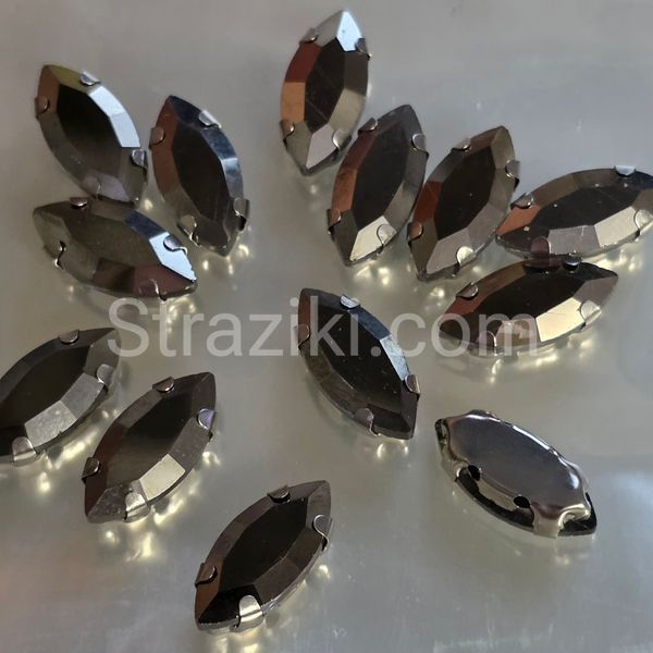 6*12мм маркиз jet_hematite в оправе, стекло 1шт 0006-88 фото