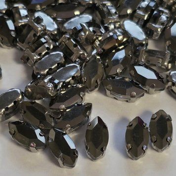 7*15мм маркиз jet_hematite в оправе, стекло 1шт 0006-88 фото