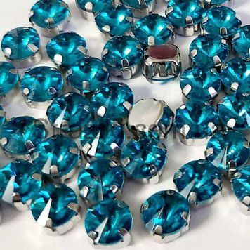 8мм aquamarine в оправі скло 1шт 0006-09 фото