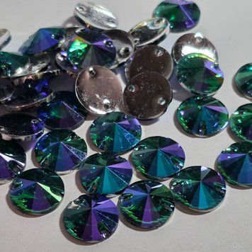 12мм emerald_AB риволи с/с 1шт 1111-099 фото